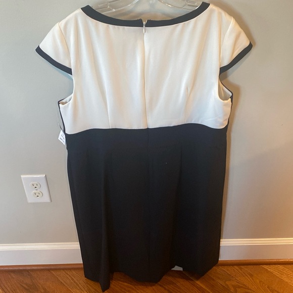 NWT Dress Barn Career-wear black white and Beige slimming color block dress  14 - Picture 4 of 10